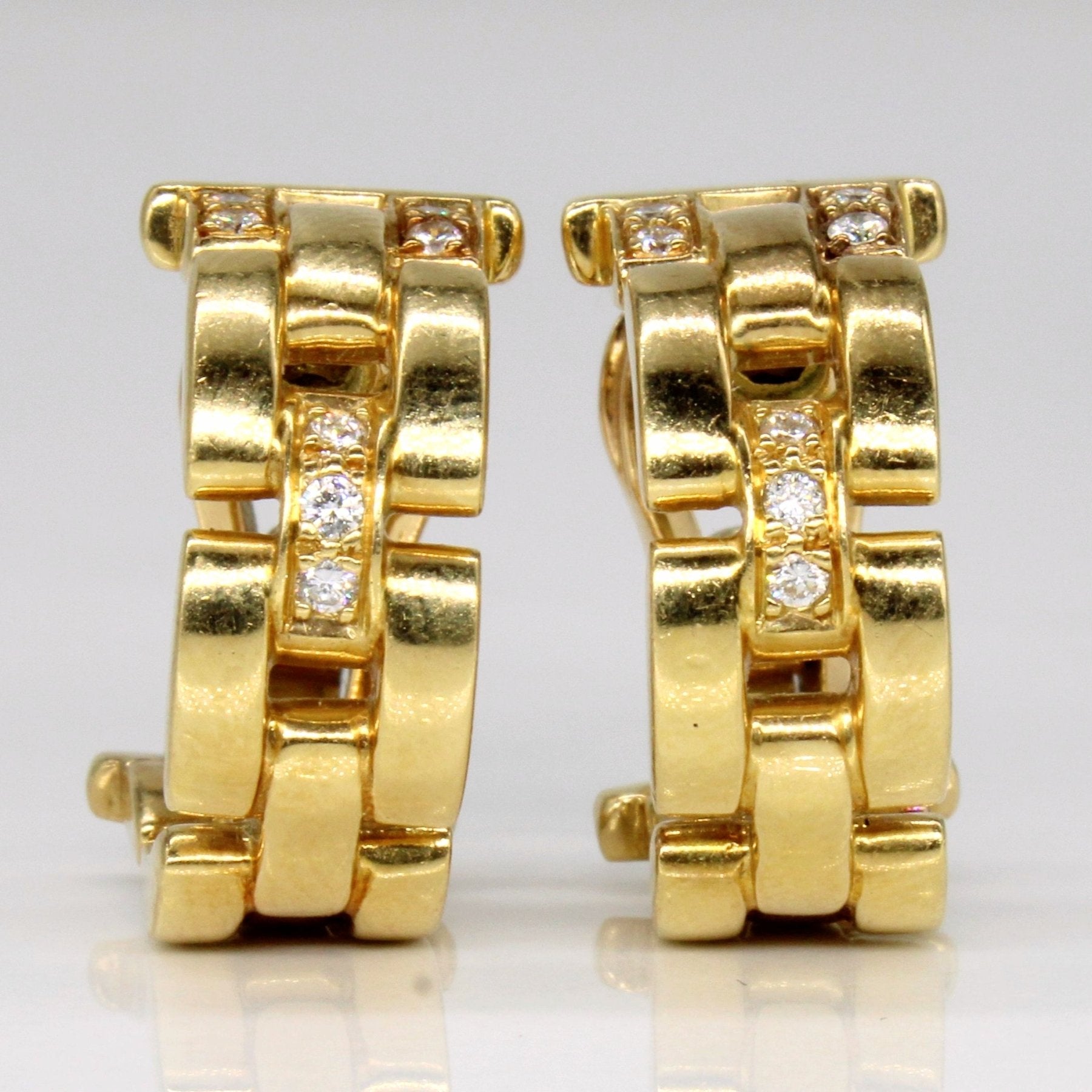 'Cartier' Vintage Maillon Pantheré Diamond Hoop 18k Earrings | 0.28ctw | - 100 Ways