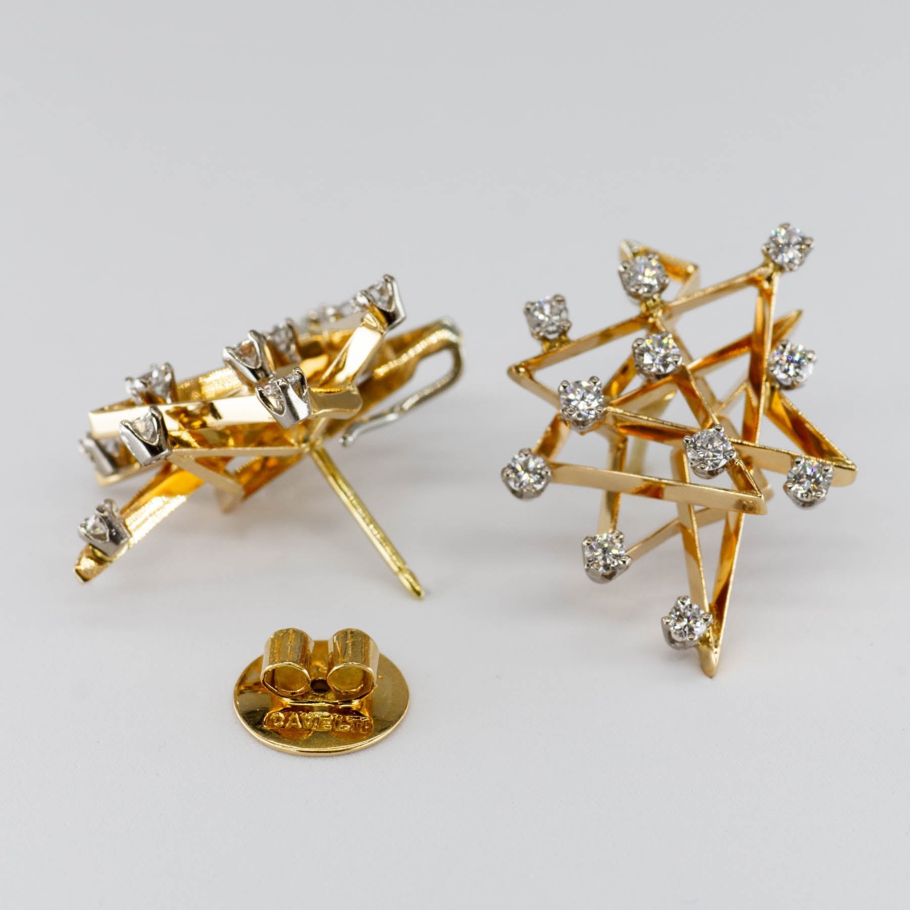 'Cavelti' Geometric Diamond 18k Earrings | 1.1ctw | - 100 Ways