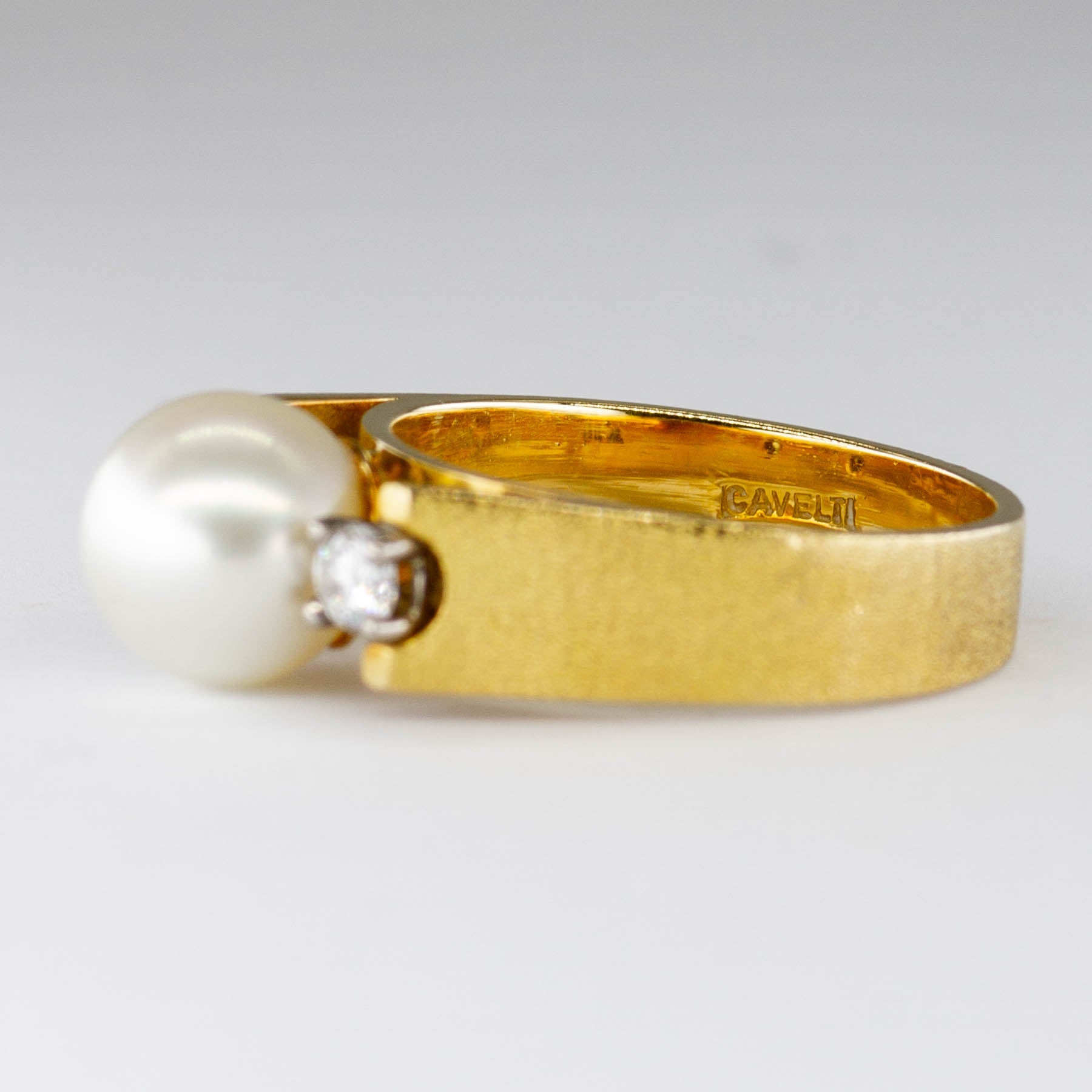 'Cavelti' Pearl and Diamond Ring | 0.20ctw | SZ 6.75 - 100 Ways
