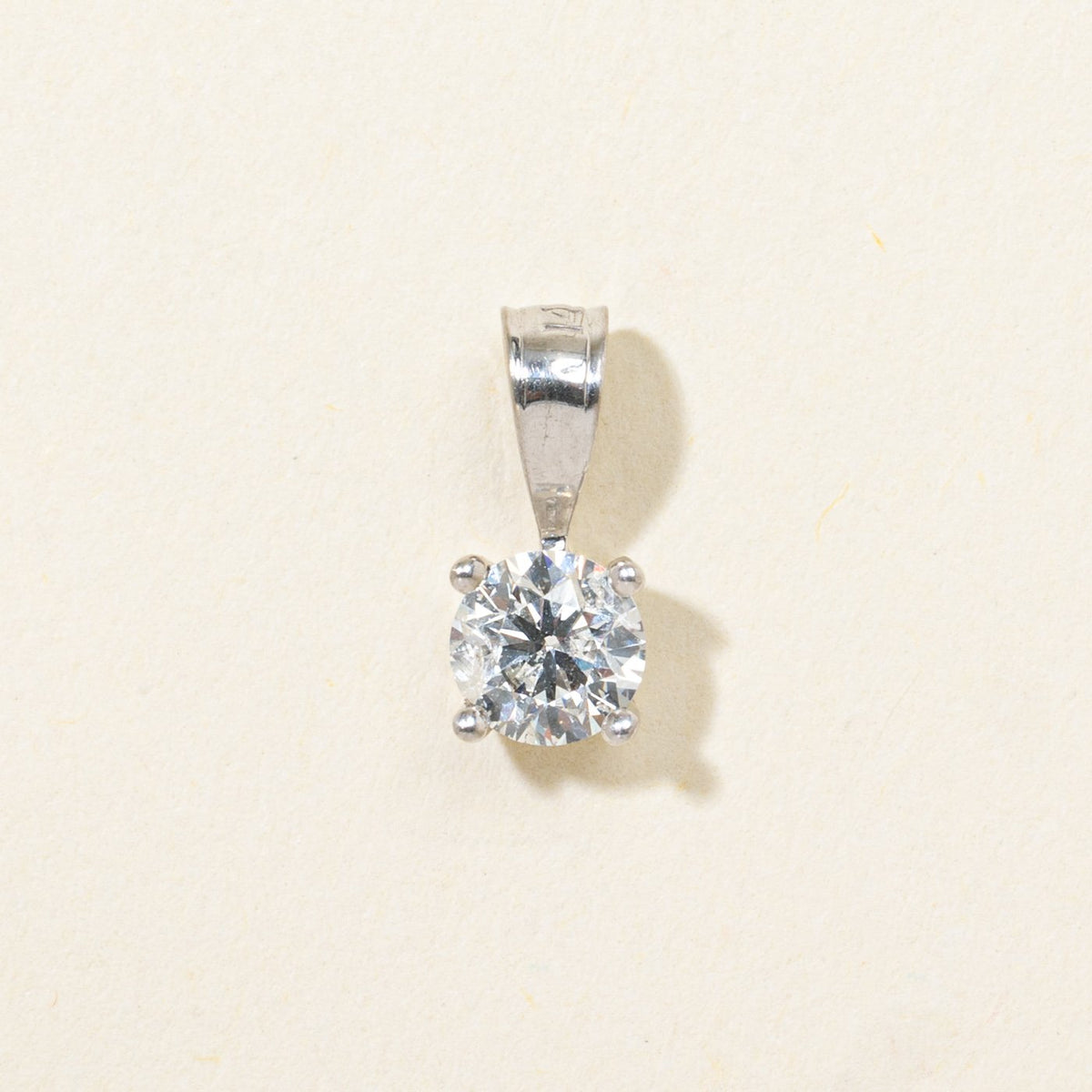 14k Solitaire Diamond Plain Pendant | 0.41ct I2 J