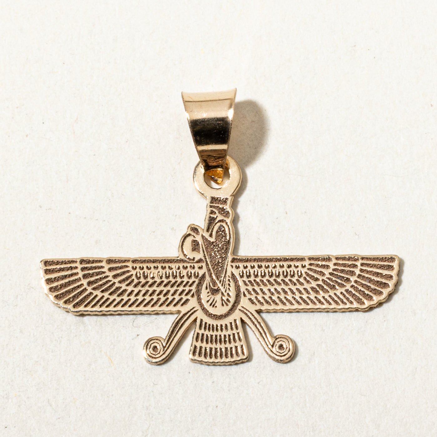 18k Yellow Gold Engraved Faravahar Pendant