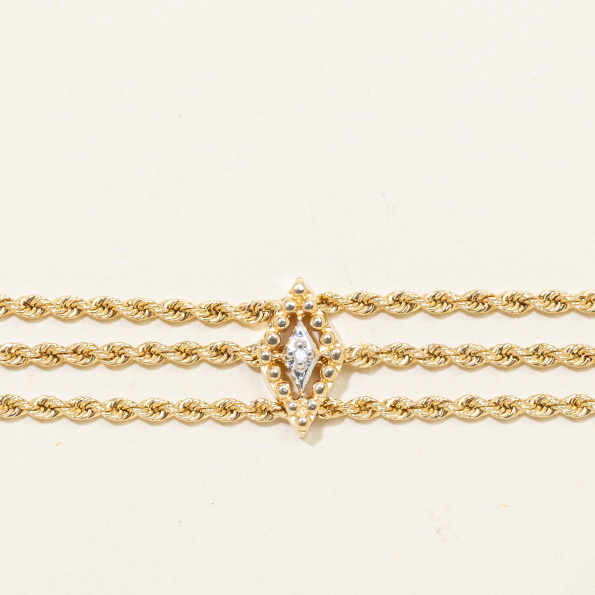 14k Yellow Gold Diamond Layered Rope Chain Bracelet | 7.5"