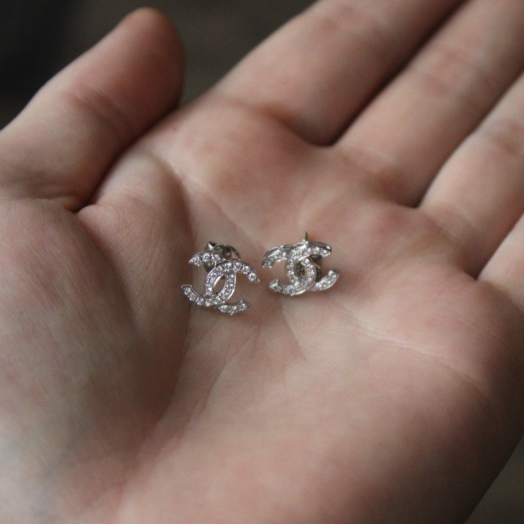 'Chanel' Logo Diamond Earrings | 0.27ctw | - 100 Ways