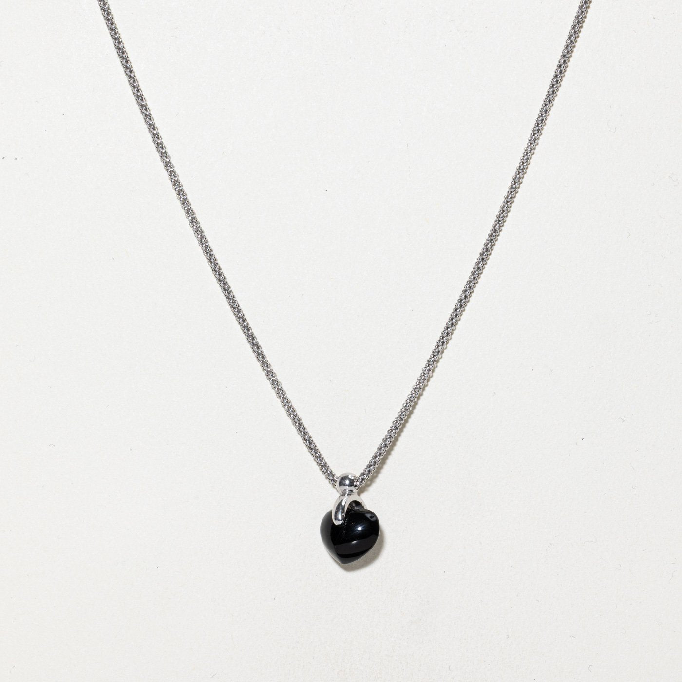 14K Necklace with Carved Heart Onyx