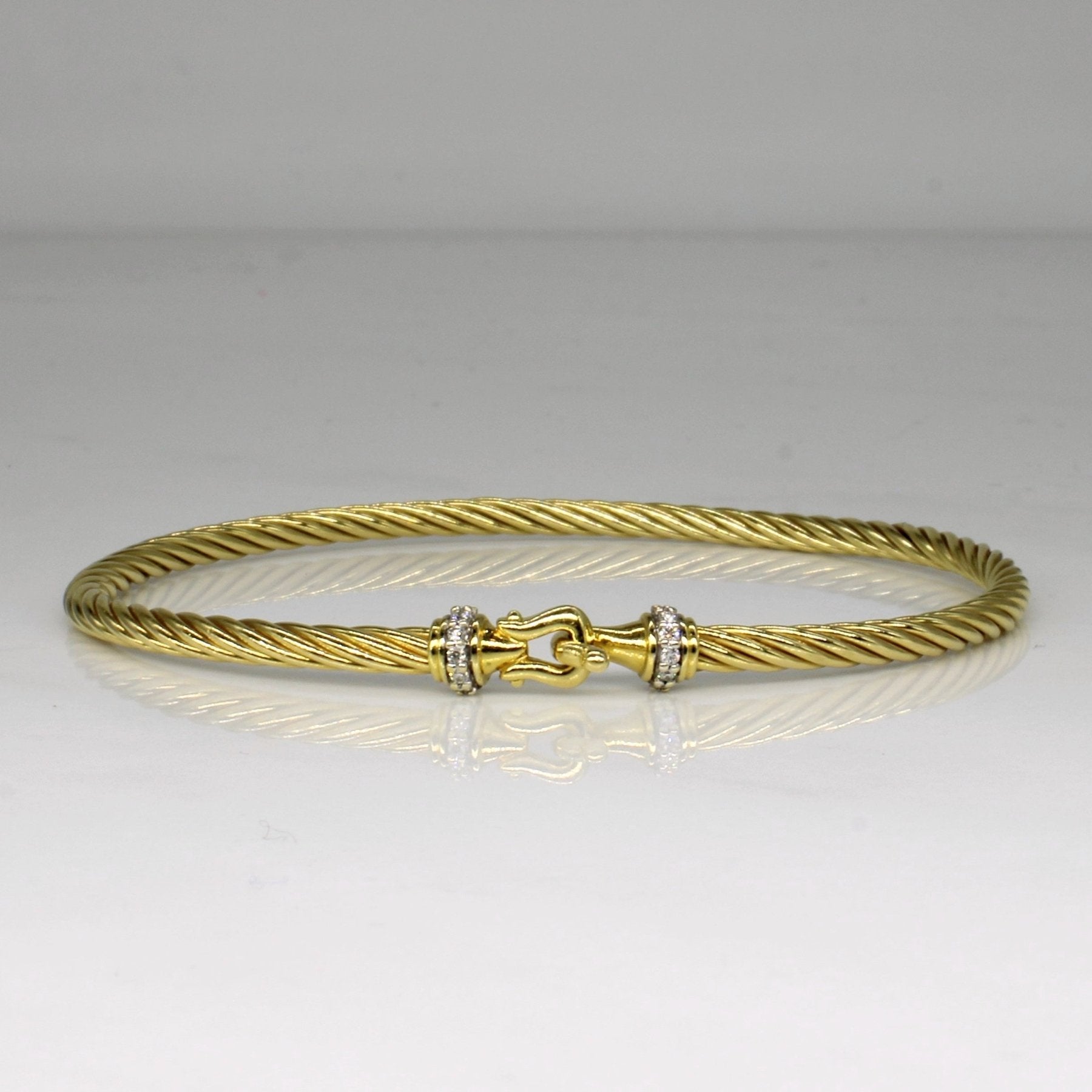 'David Yurman' Cable Diamond Buckle Bracelet | 0.07ctw | 7" | - 100 Ways