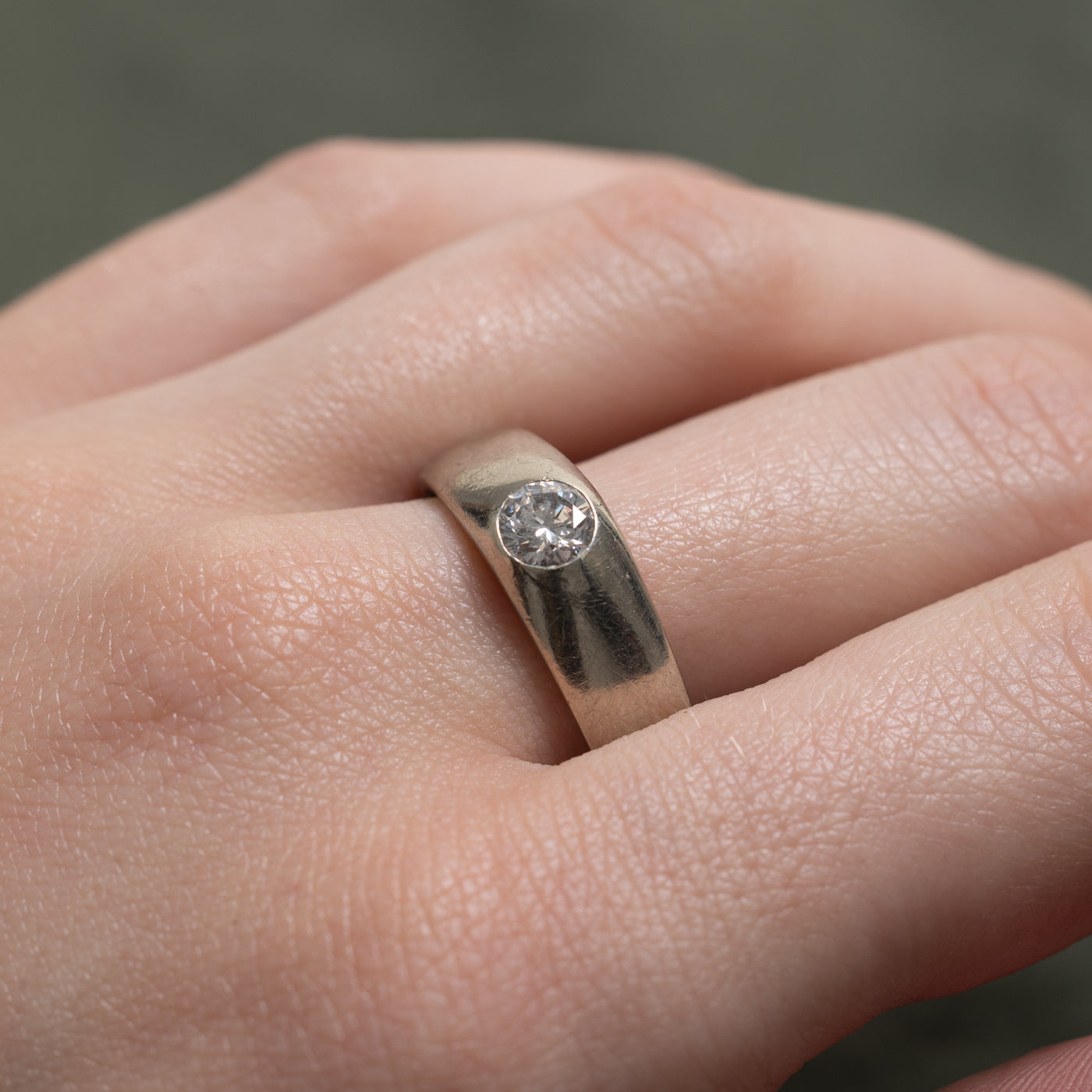 Austrian Flush Set Solitaire Diamond Ring | 0.50ct SI2 G/H | SZ 12
