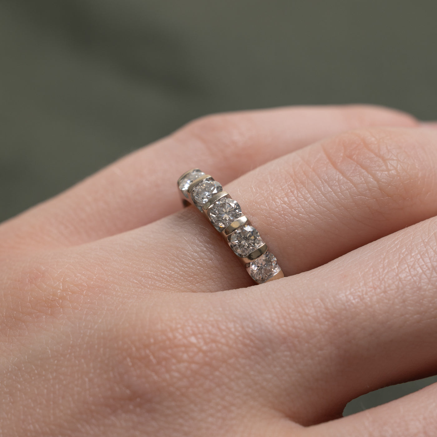 Tension Set Five Stone Diamond Band | 0.92ctw | SZ 5.5