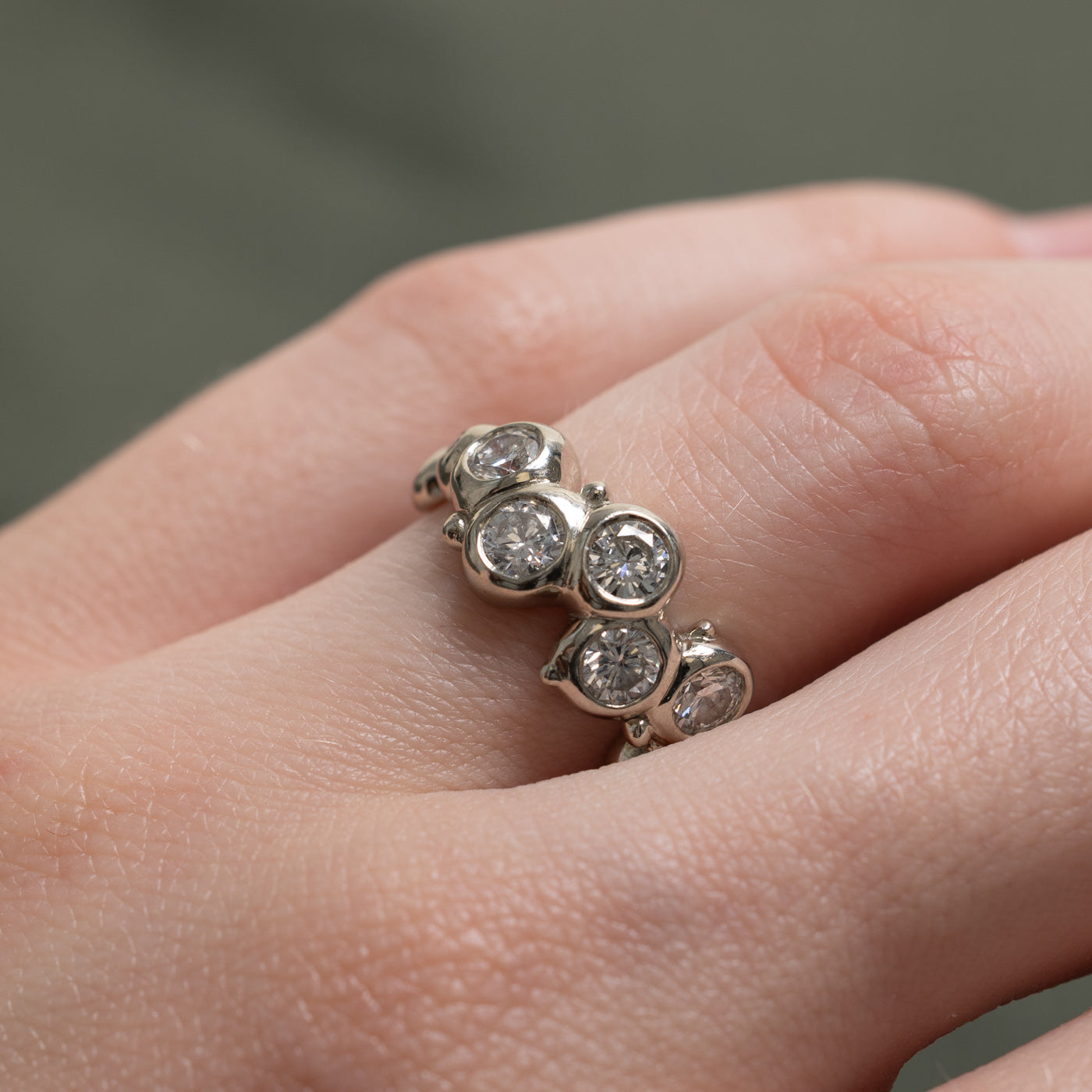 Bezel Set Scattered Diamond Wavy Ring | 0.52ctw | SZ 5