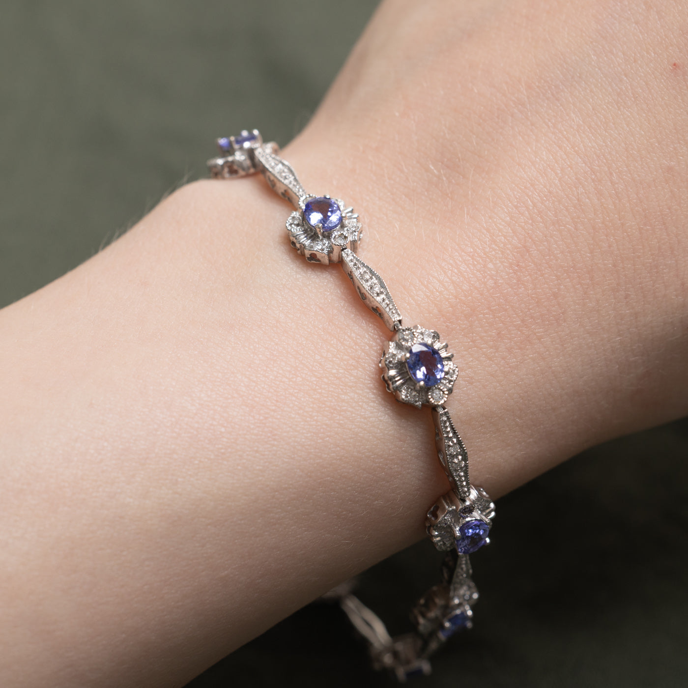 Tanzanite & Diamond Ornate Gemstone Bracelet | 2.70ctw, 0.45ctw | 7.75"