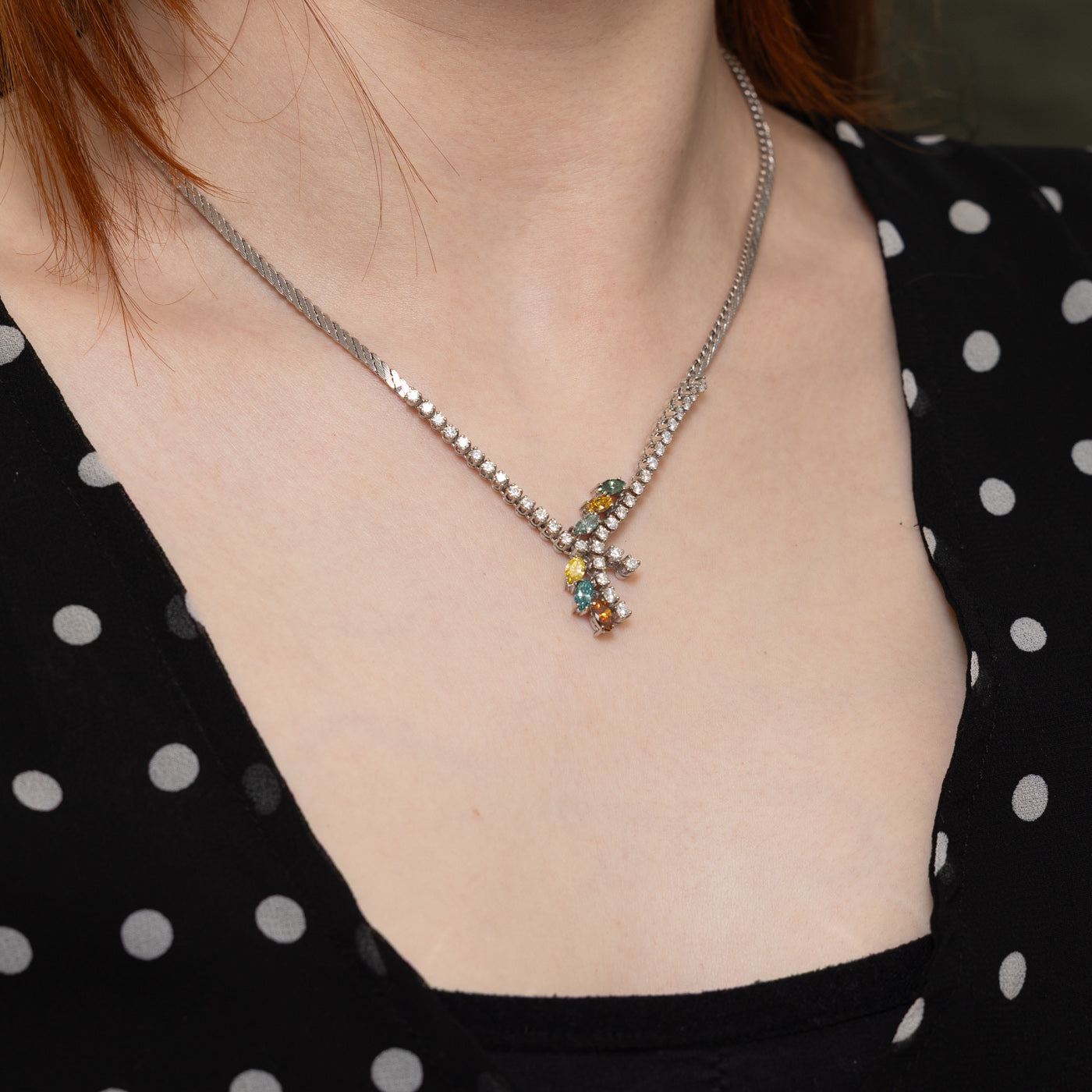 Multi Coloured Diamond Pendant Necklace | 2.71ctw | 16"