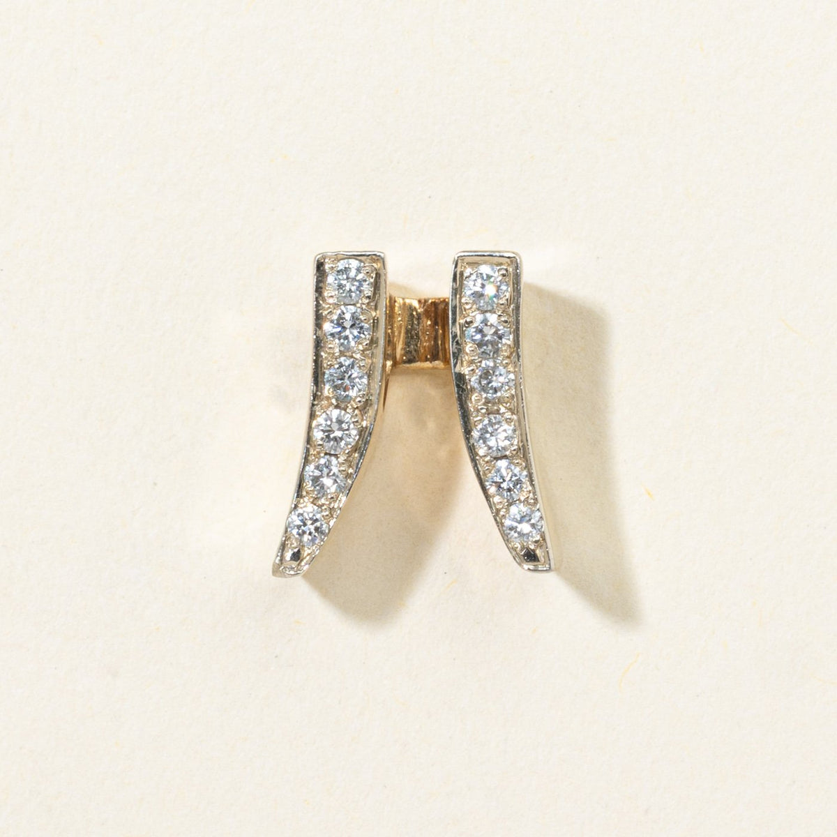 14k Pave Set Diamond Double Column Pendant | 0.20ctw
