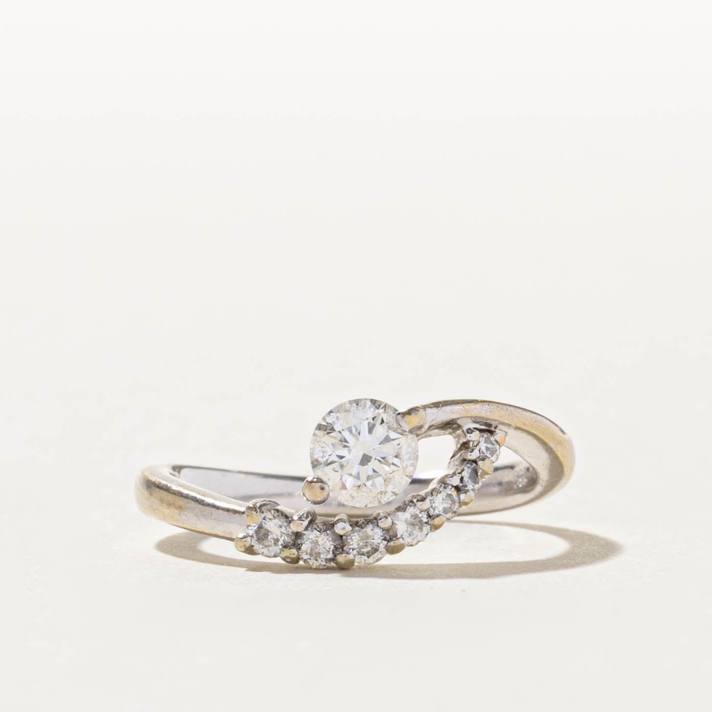 18k White Gold Diamond Waterfall Bypass Ring | 0.56ctw | SZ 4.5