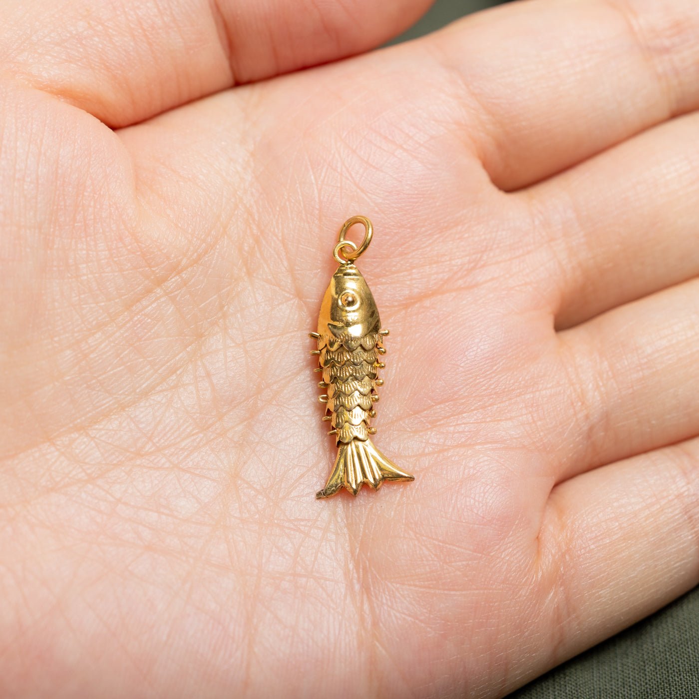 14k Yellow Gold Kinetic Fish Charm