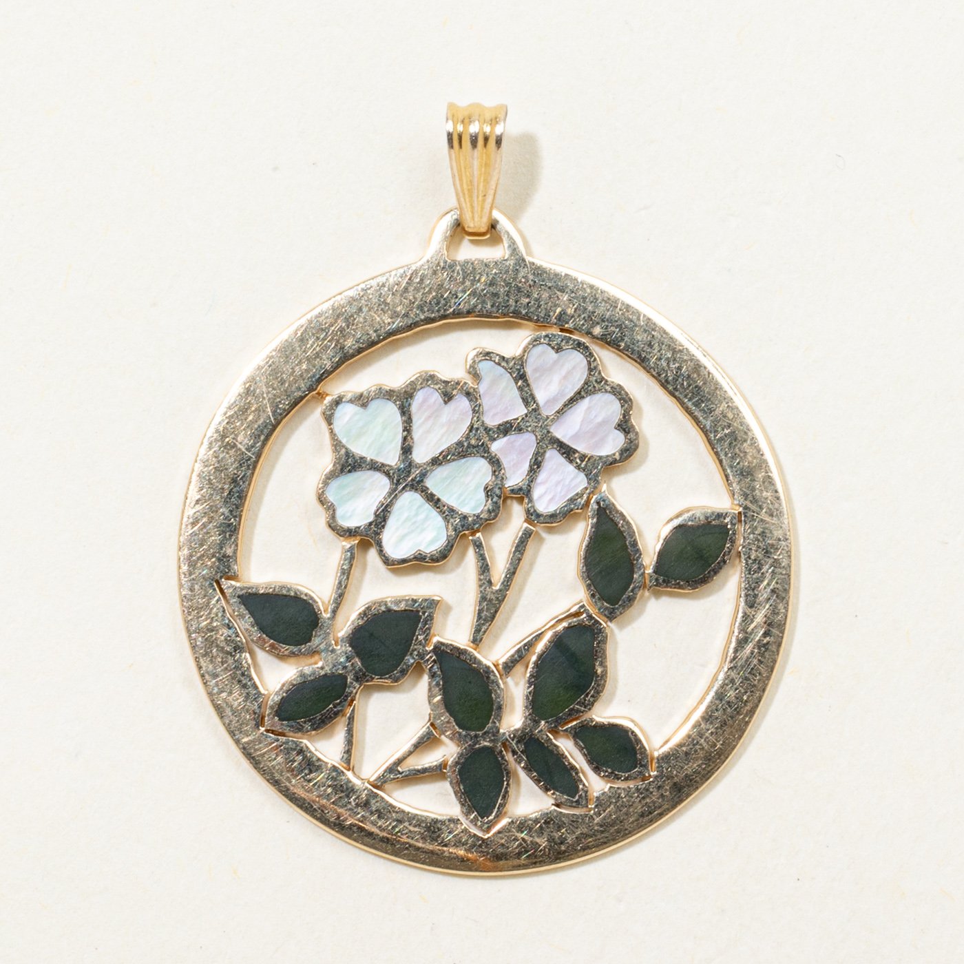14K Pendants with Nephrite Jade Inlay