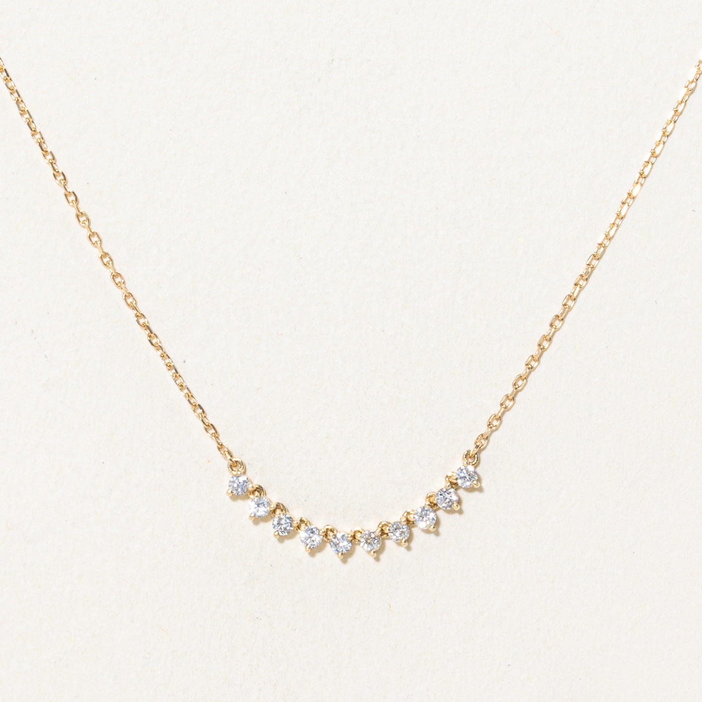 14k Yellow Gold Diamond Curved Cluster Necklace | 16"