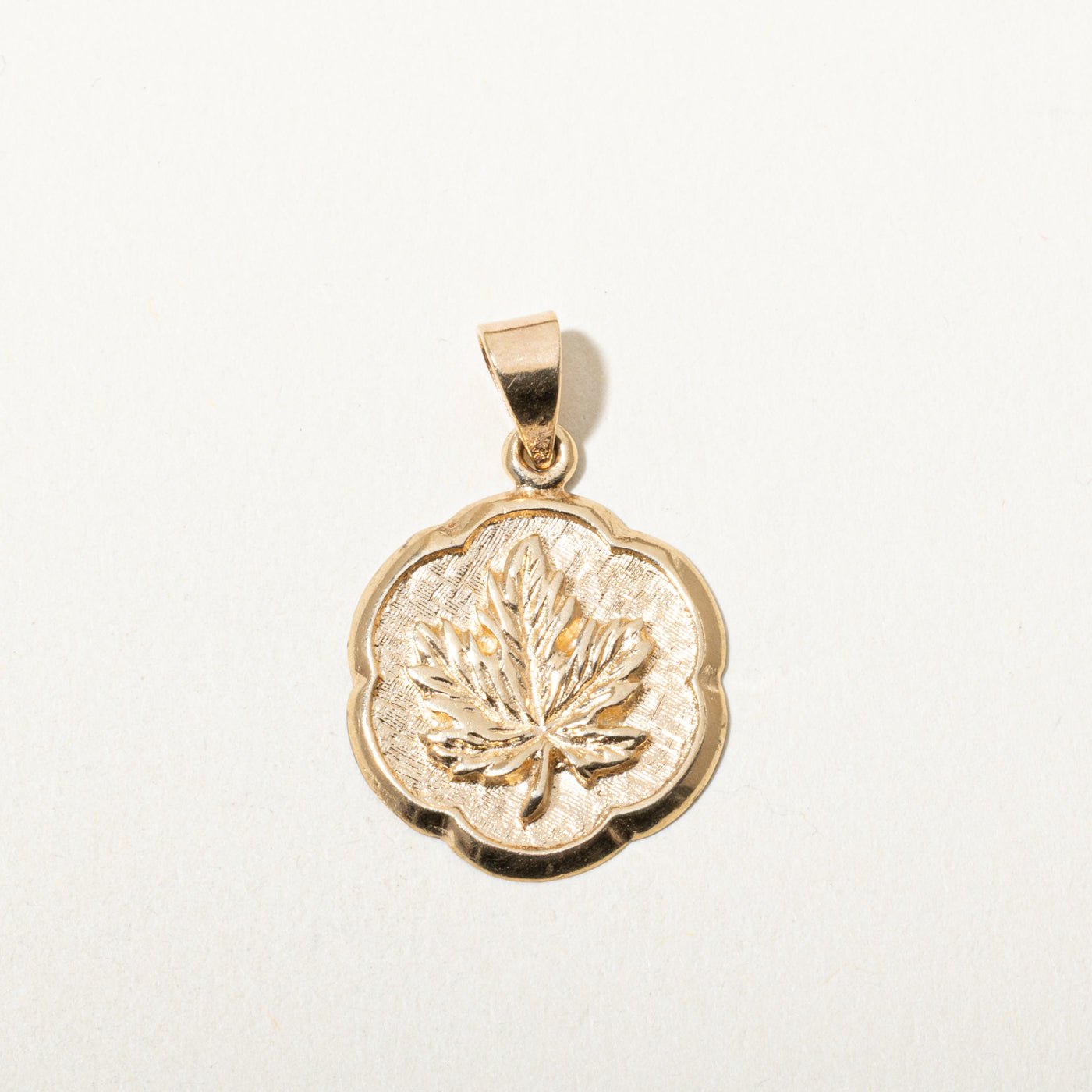 10k Yellow Gold Embossed Maple Leaf Pendant