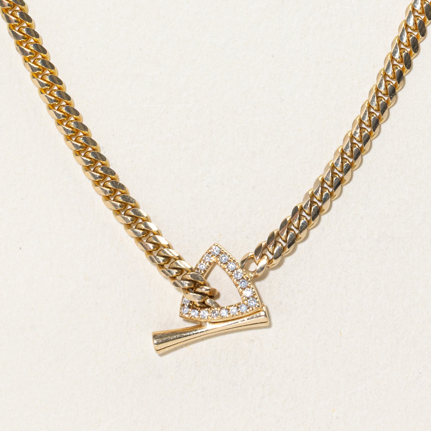 14k Diamond Triangle Toggle Bar Pendant Necklace | 14.5"