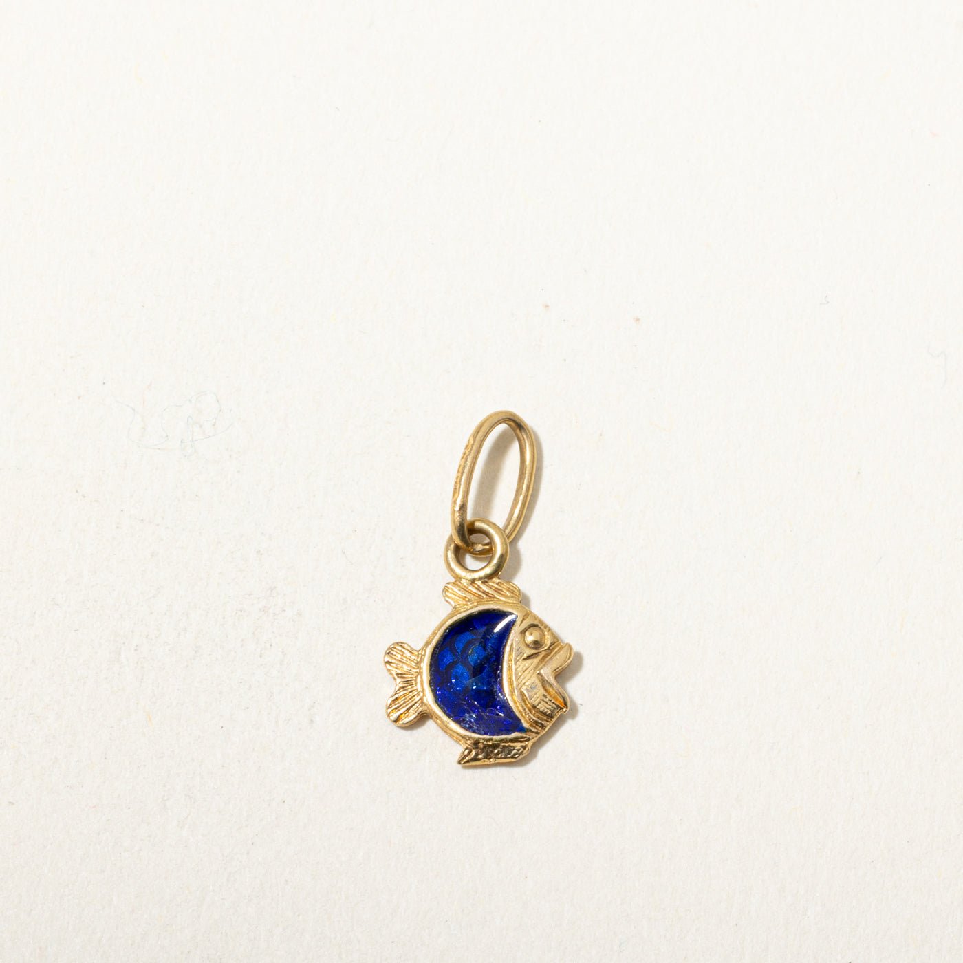 18k Yellow Gold Enamel Fish Charm