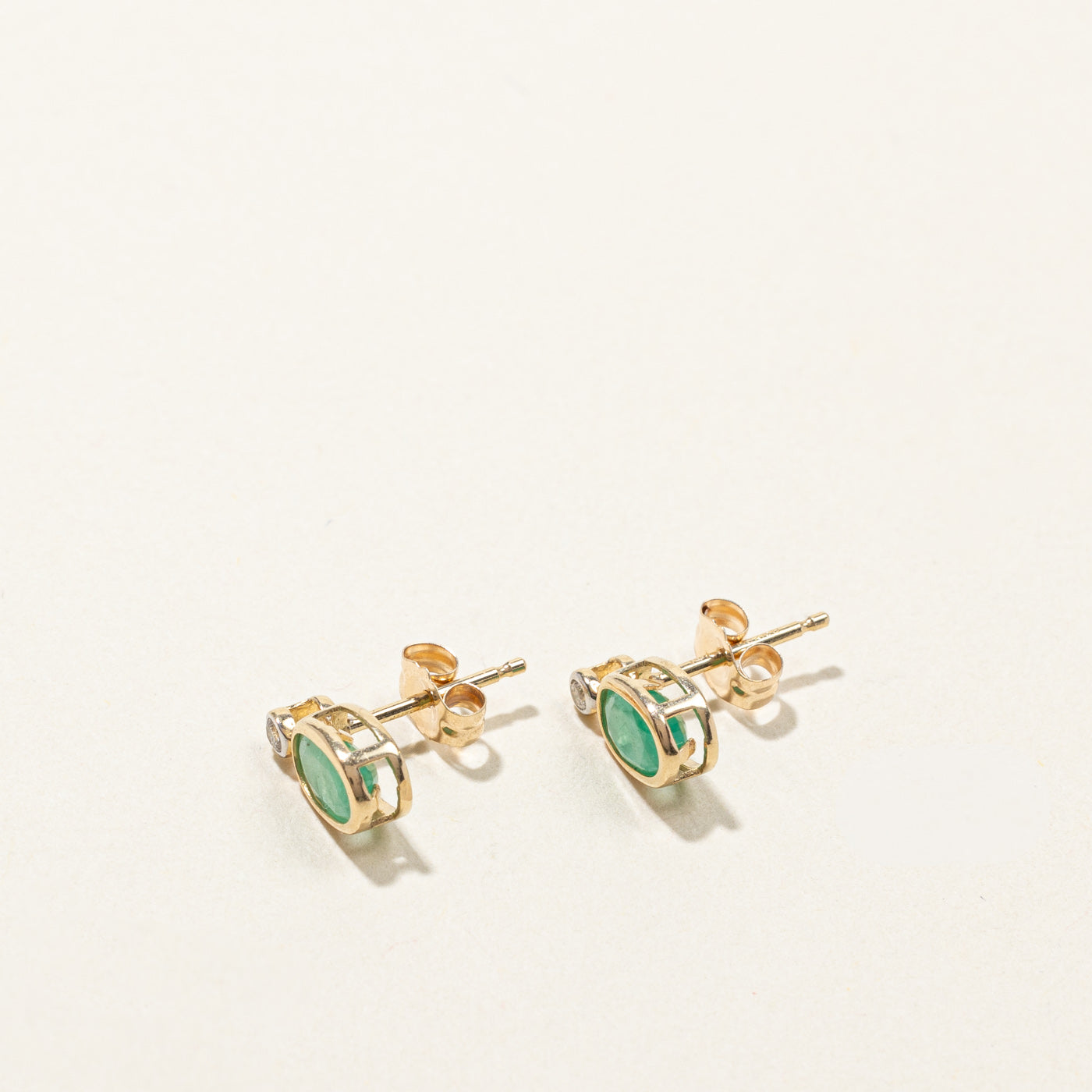Emerald & Diamond Stud Earrings | 0.50ctw | 0.03ctw |