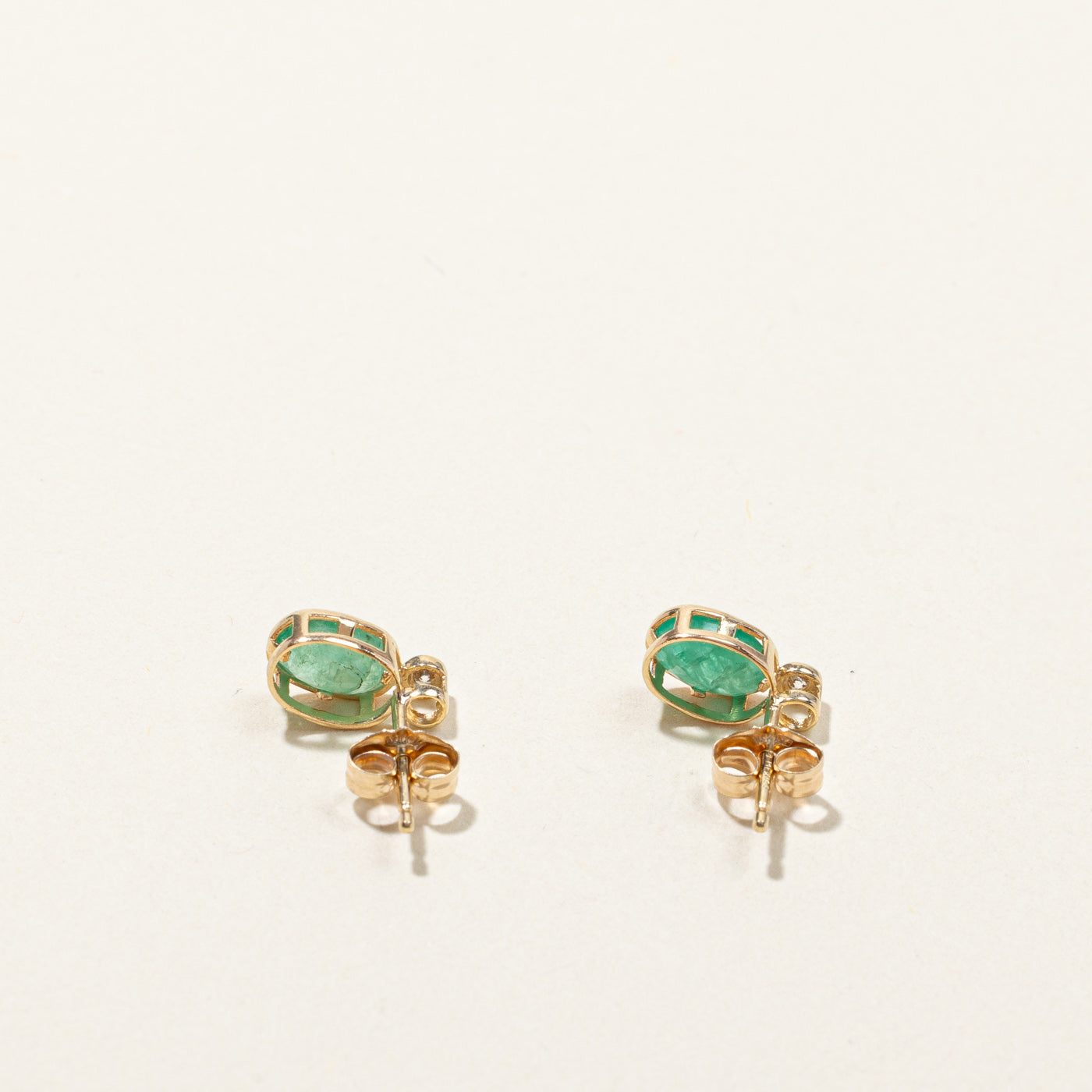 Emerald & Diamond Stud Earrings | 0.50ctw | 0.03ctw |