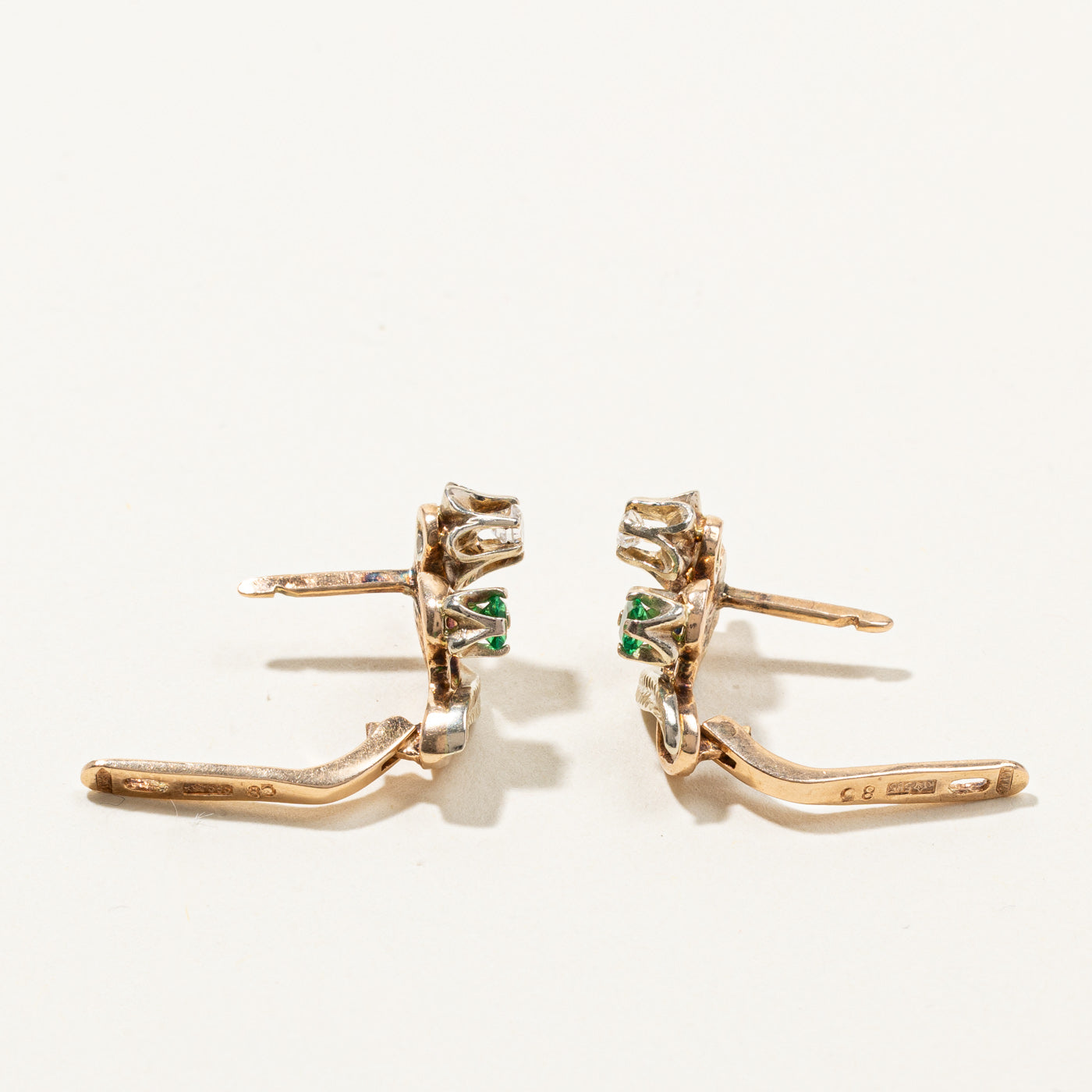 Diamond & Green Stone Earrings | 0.14ctw |