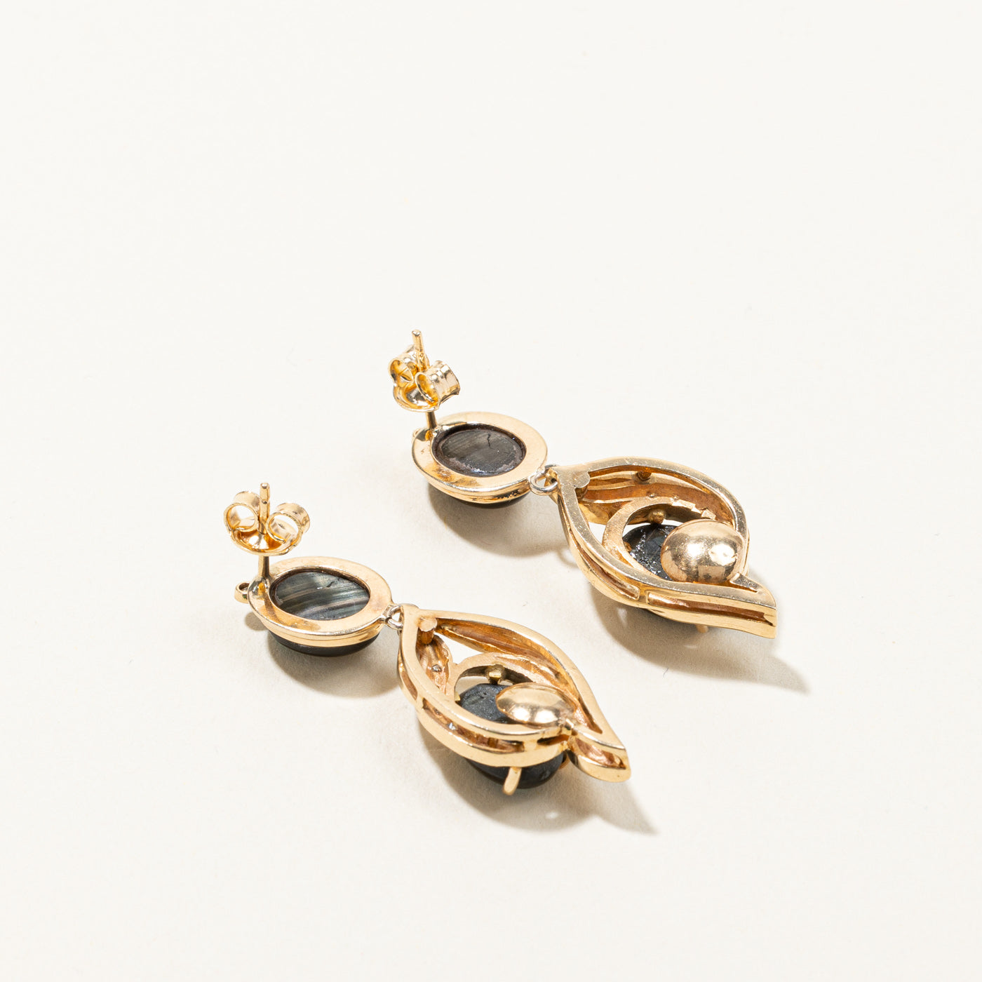 Chatoyant Sapphire & Diamond Drop Earrings | 13.20ctw | 0.30ctw |