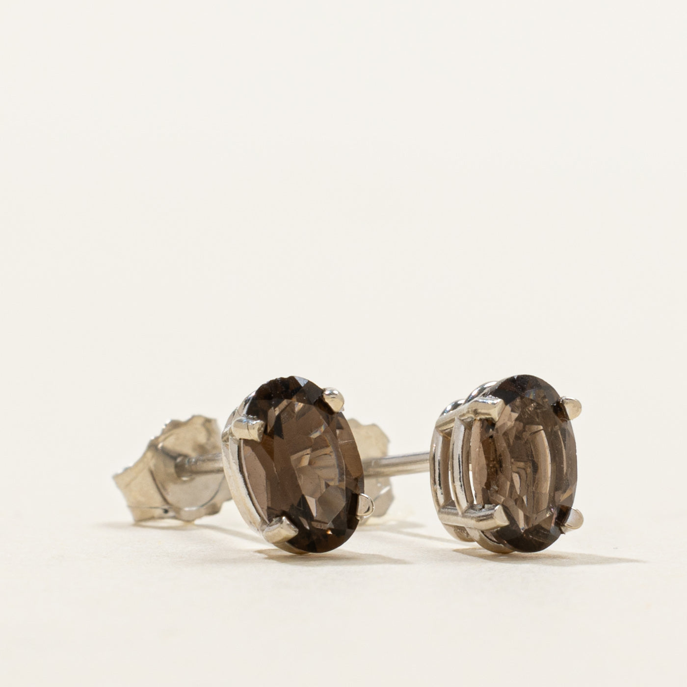 '100 Ways' 14k Oval Cut Smoky Quartz Stud Earrings | 0.80ctw