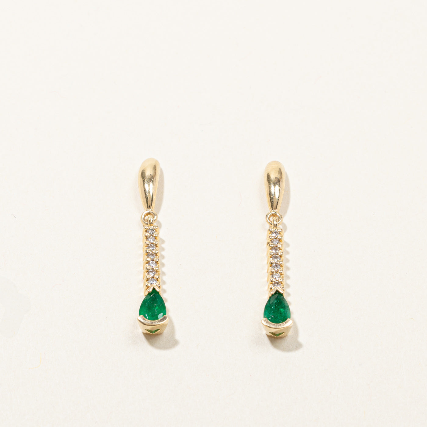 Emerald & Diamond Dangle Earrings | 0.50ctw | 0.09ctw |