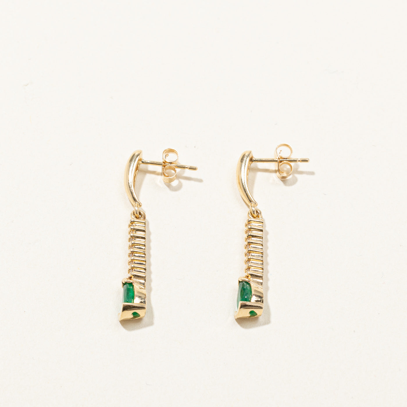 Emerald & Diamond Dangle Earrings | 0.50ctw | 0.09ctw |