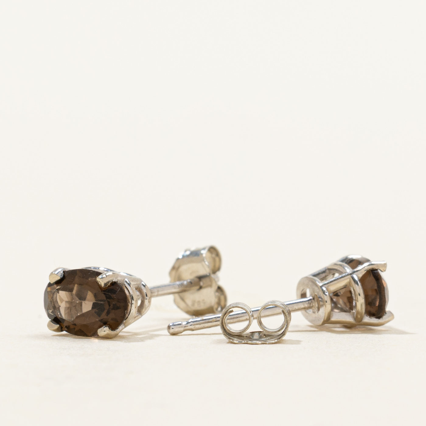 '100 Ways' 14k Oval Cut Smoky Quartz Stud Earrings | 0.80ctw