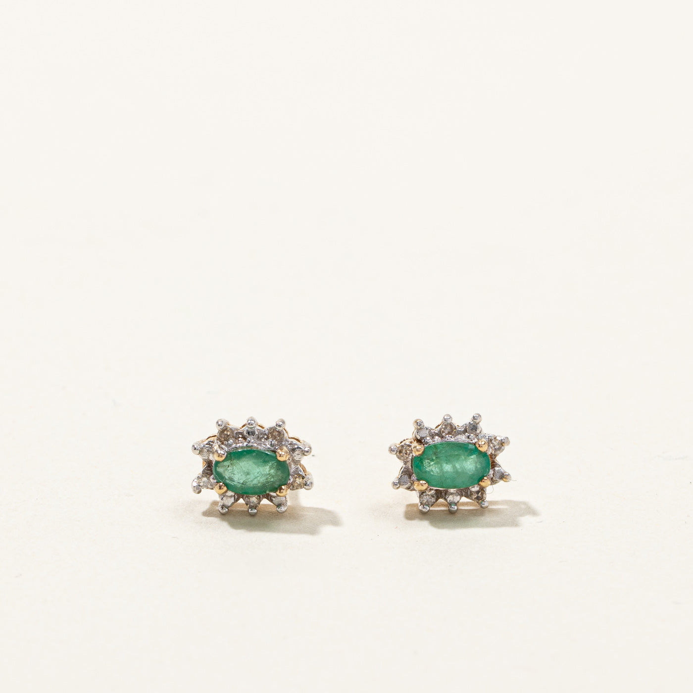 Emerald & Diamond Stud Earrings | 0.30ctw | 0.05ctw |