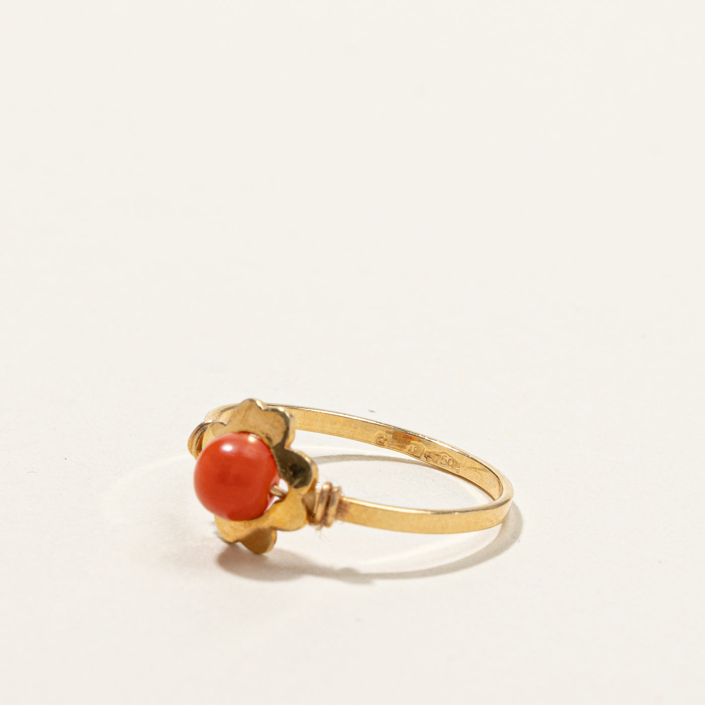 Coral Bead Ring | 0.50ct | SZ 4 |