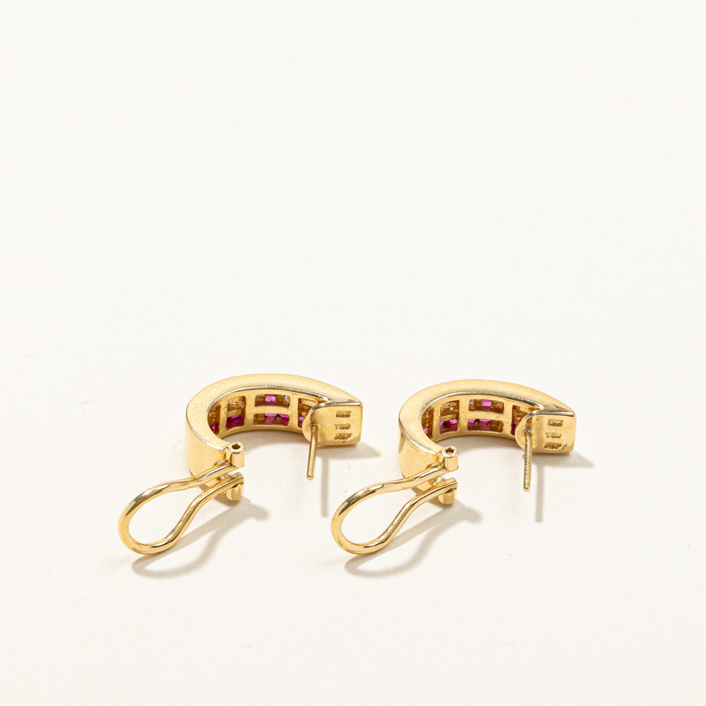 Channel Set Ruby & Diamond Earrings | 1.20ctw | 0.36ctw |