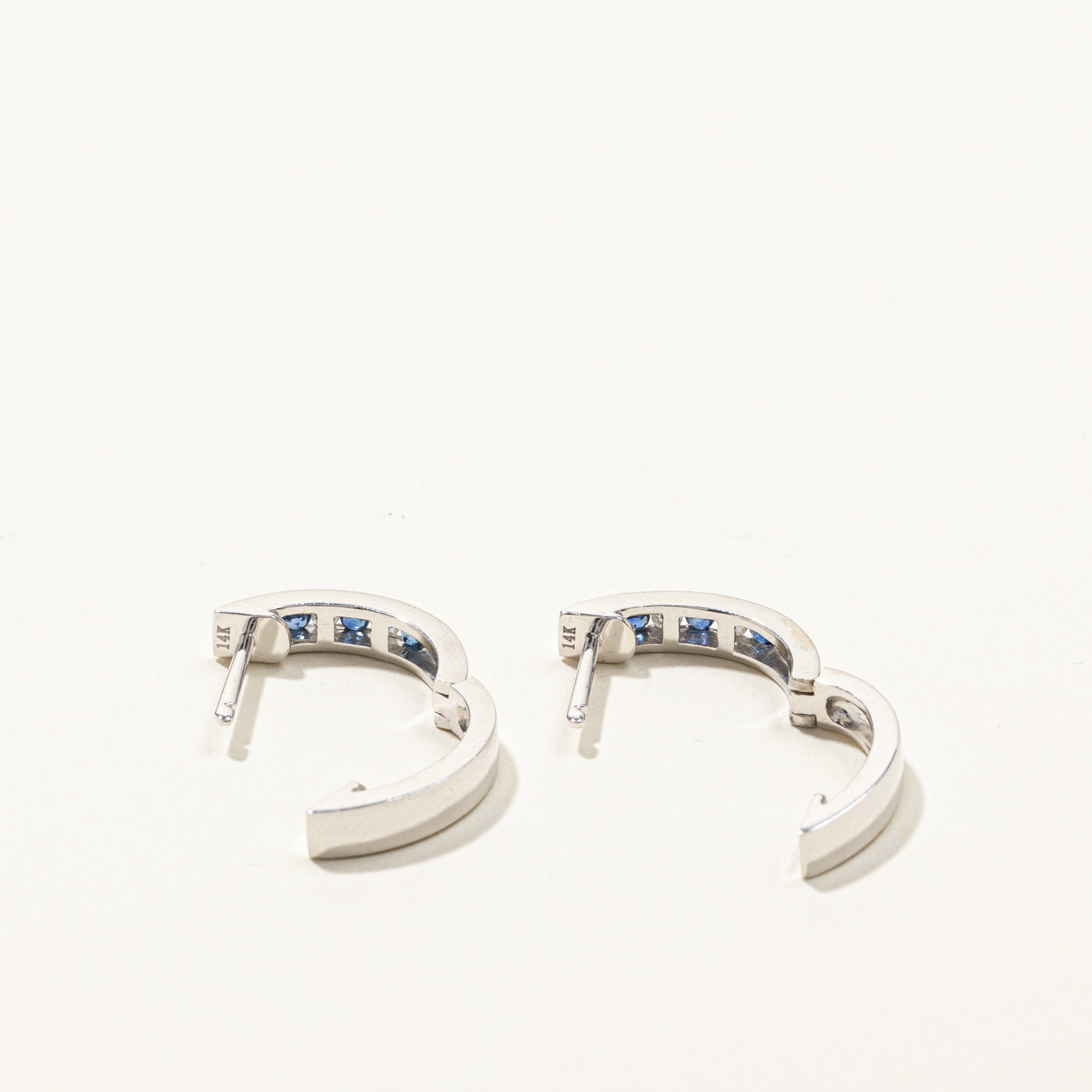 Channel Set Sapphire & Diamond Huggie Earrings | 0.27ctw | 0.13ctw |