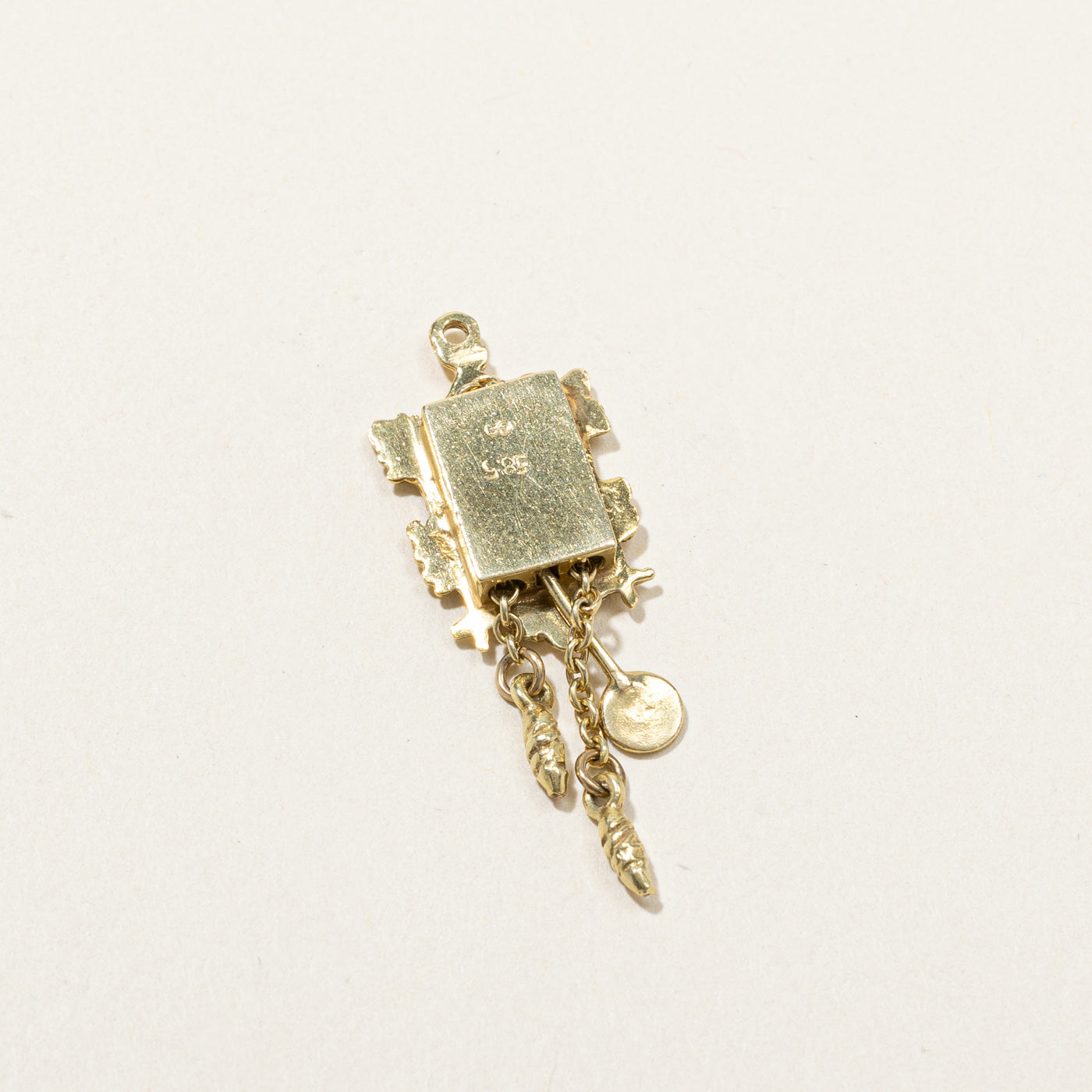 14k Gold Clock Charm