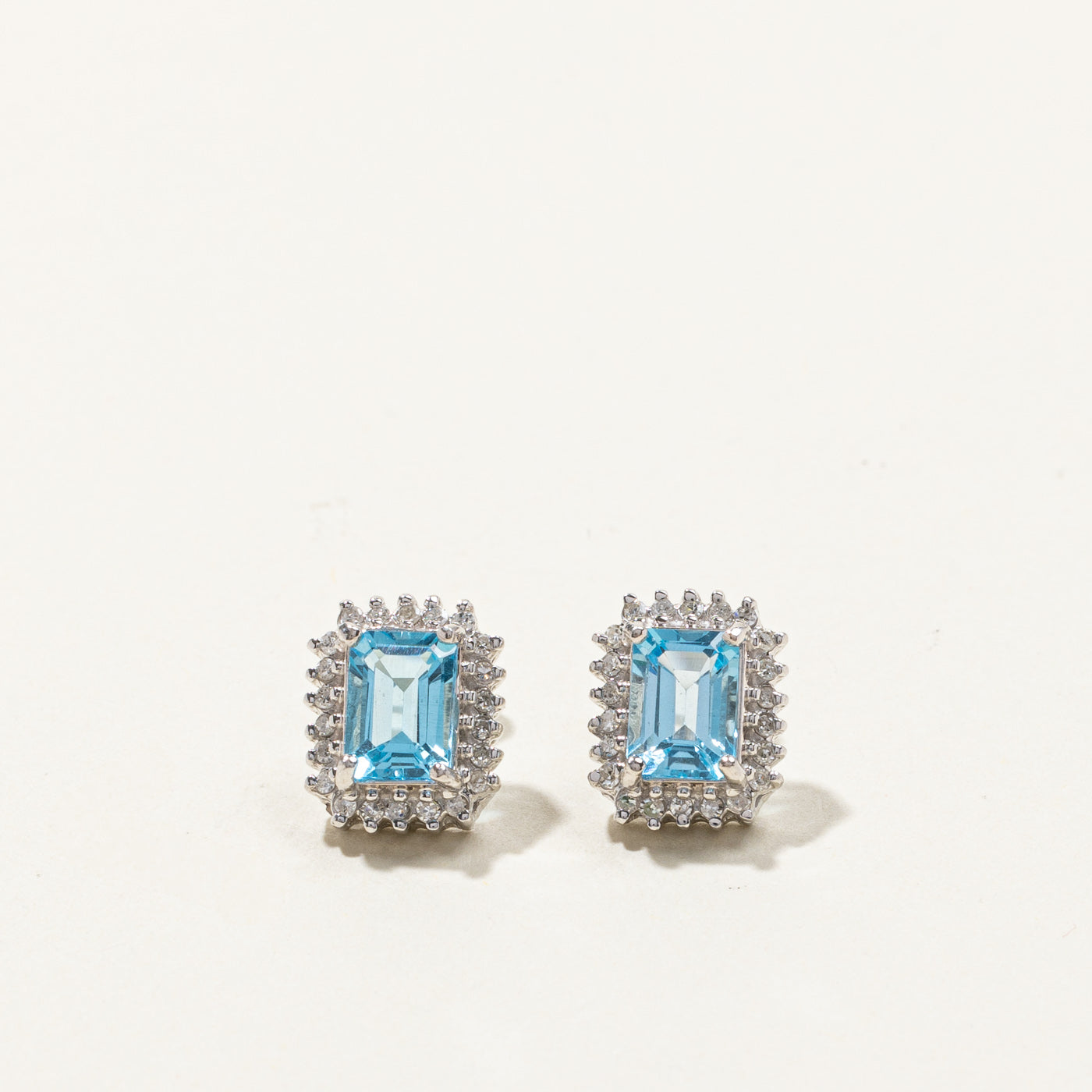 Topaz & Diamond Stud Earrings | 1.40ctw | 0.30ctw |