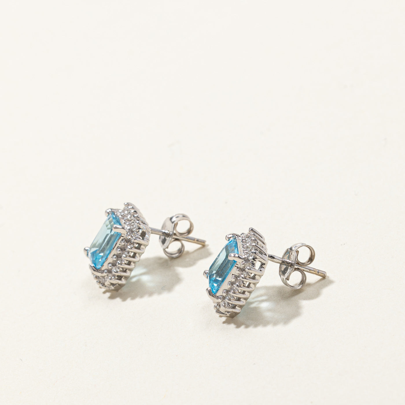 Topaz & Diamond Stud Earrings | 1.40ctw | 0.30ctw |
