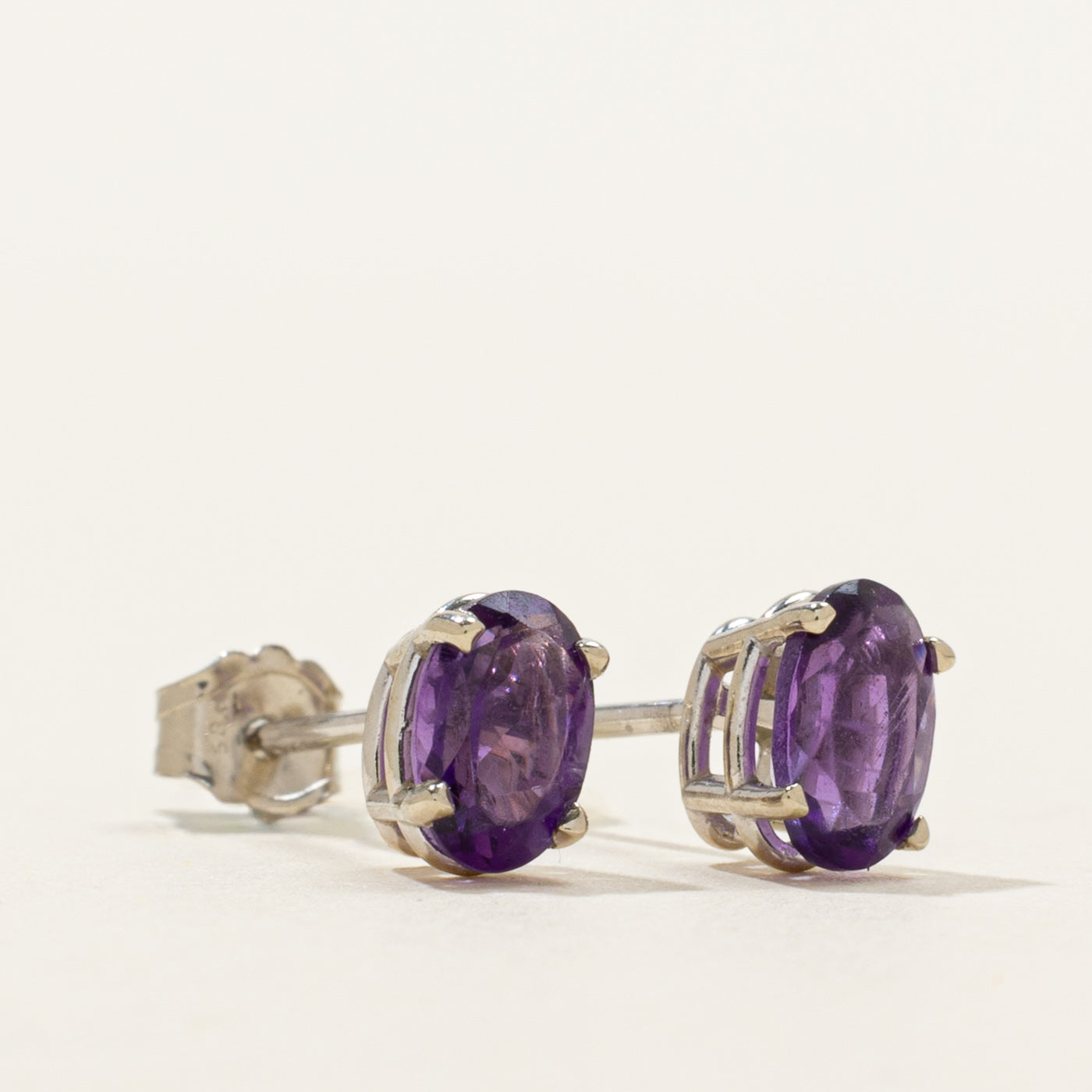 '100 Ways' 14k Oval Cut Amethyst Stud Earrings | 0.90ctw