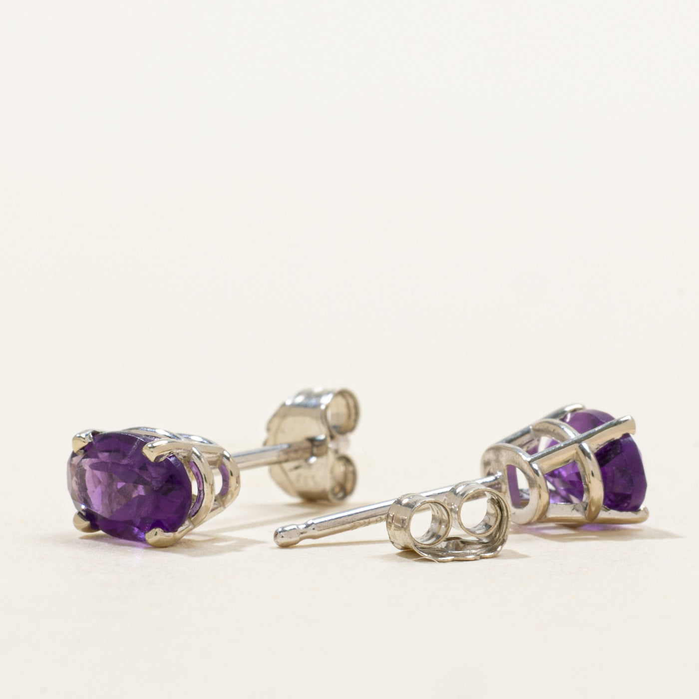'100 Ways' 14k Oval Cut Amethyst Stud Earrings | 0.90ctw