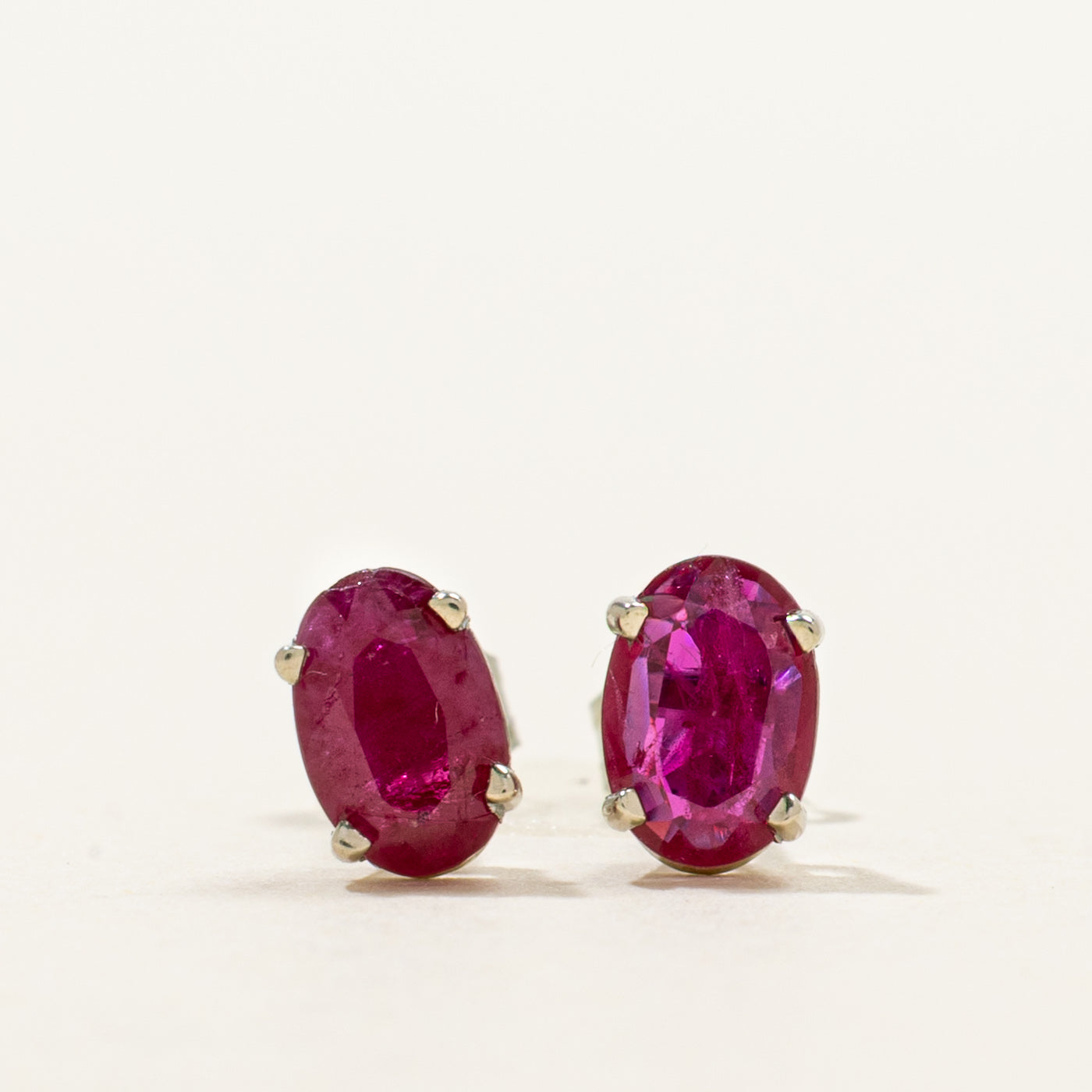 '100 Ways' Oval Cut Ruby Solitaire Stud Earrings | 1.0ctw