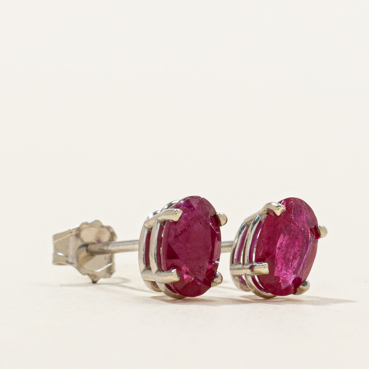 '100 Ways' Oval Cut Ruby Solitaire Stud Earrings | 1.0ctw