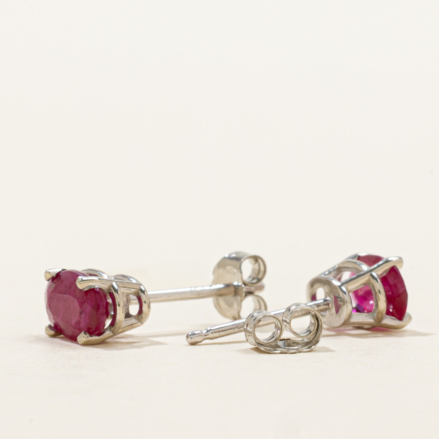'100 Ways' Oval Cut Ruby Solitaire Stud Earrings | 1.0ctw
