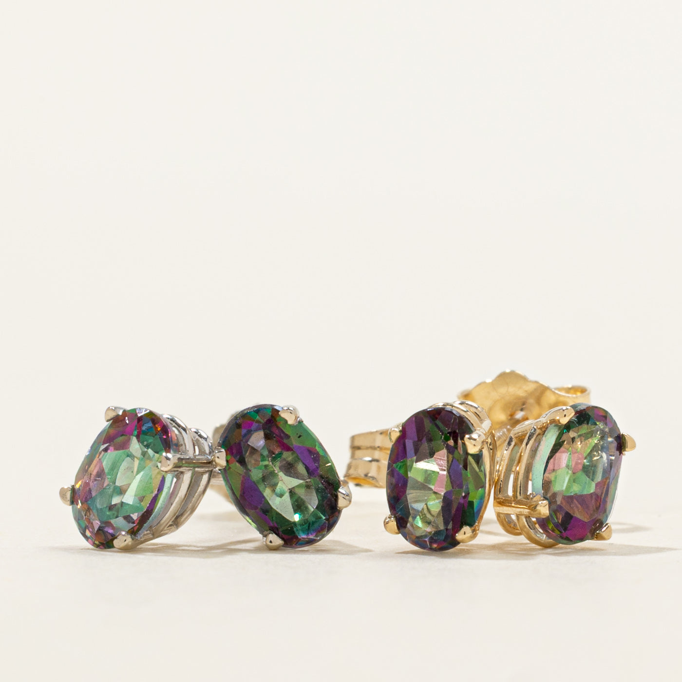 '100 Ways' Oval Cut Mystic Topaz Solitaire Stud Earrings | 1.05ctw