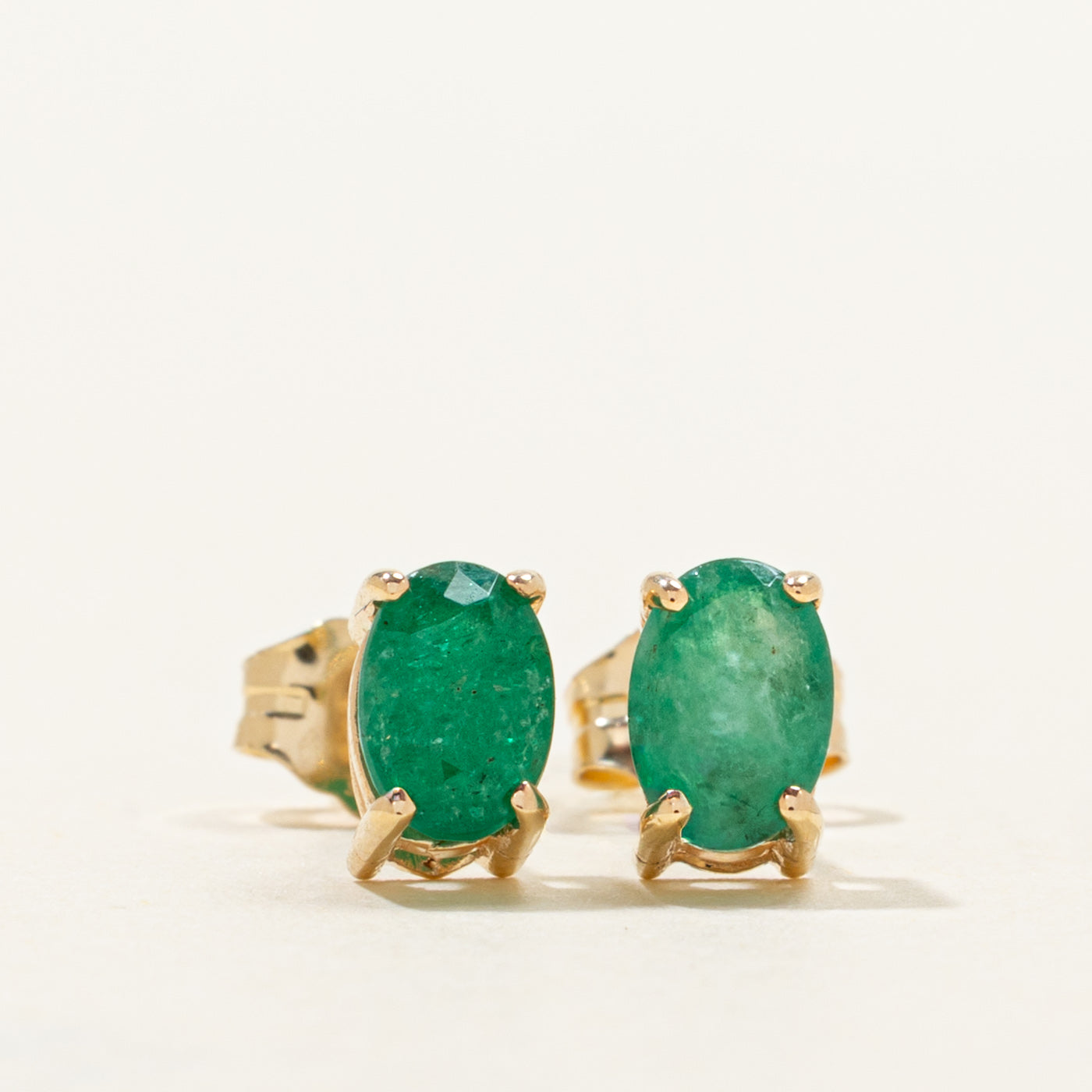 '100 Ways' Oval Cut Emerald Solitaire Stud Earrings | 0.95ctw