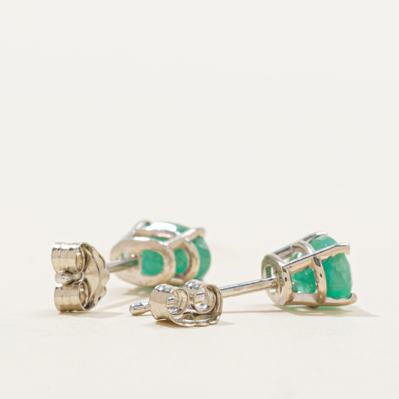 '100 Ways' Oval Cut Emerald Solitaire Stud Earrings | 0.95ctw