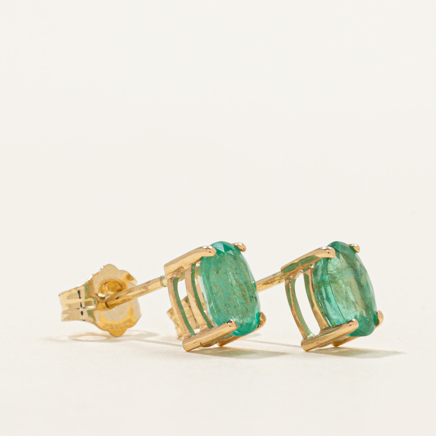 '100 Ways' 14k Oval Cut Emerald Stud Earrings | 1.06ctw