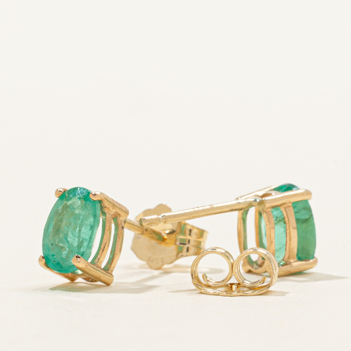'100 Ways' 14k Oval Cut Emerald Stud Earrings | 1.06ctw