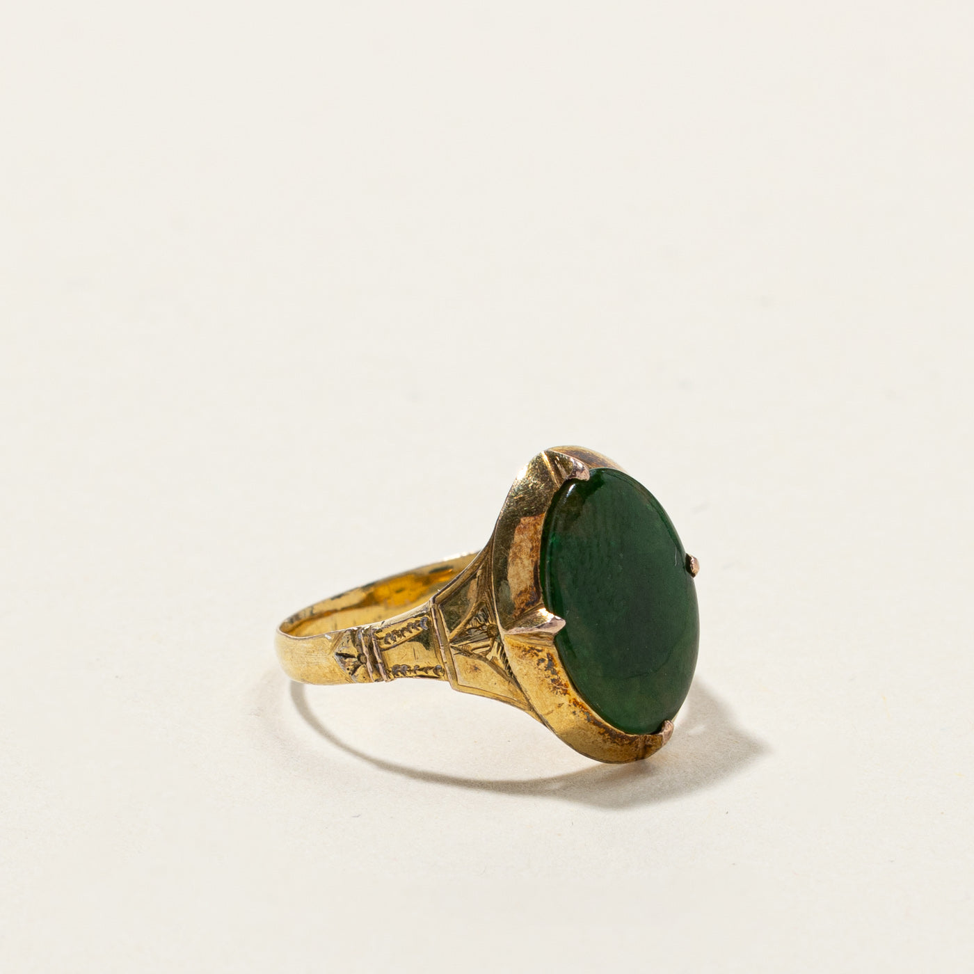 Nephrite Jade Vintage Gold Ring | 1.23ct | SZ 5.25 |
