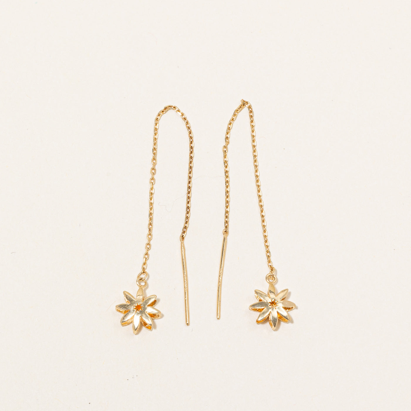 Boucles d'oreilles pendantes en or jaune 18 carats, motif floral.