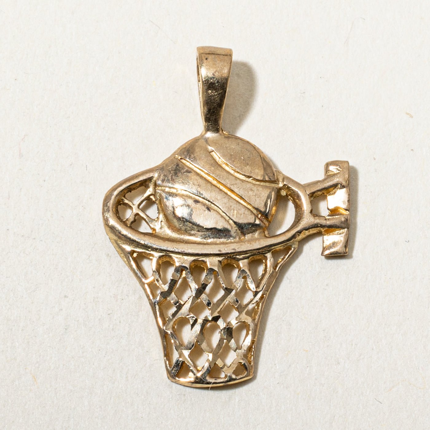 10k Yellow Gold Openwork Basketball Hoop Charm